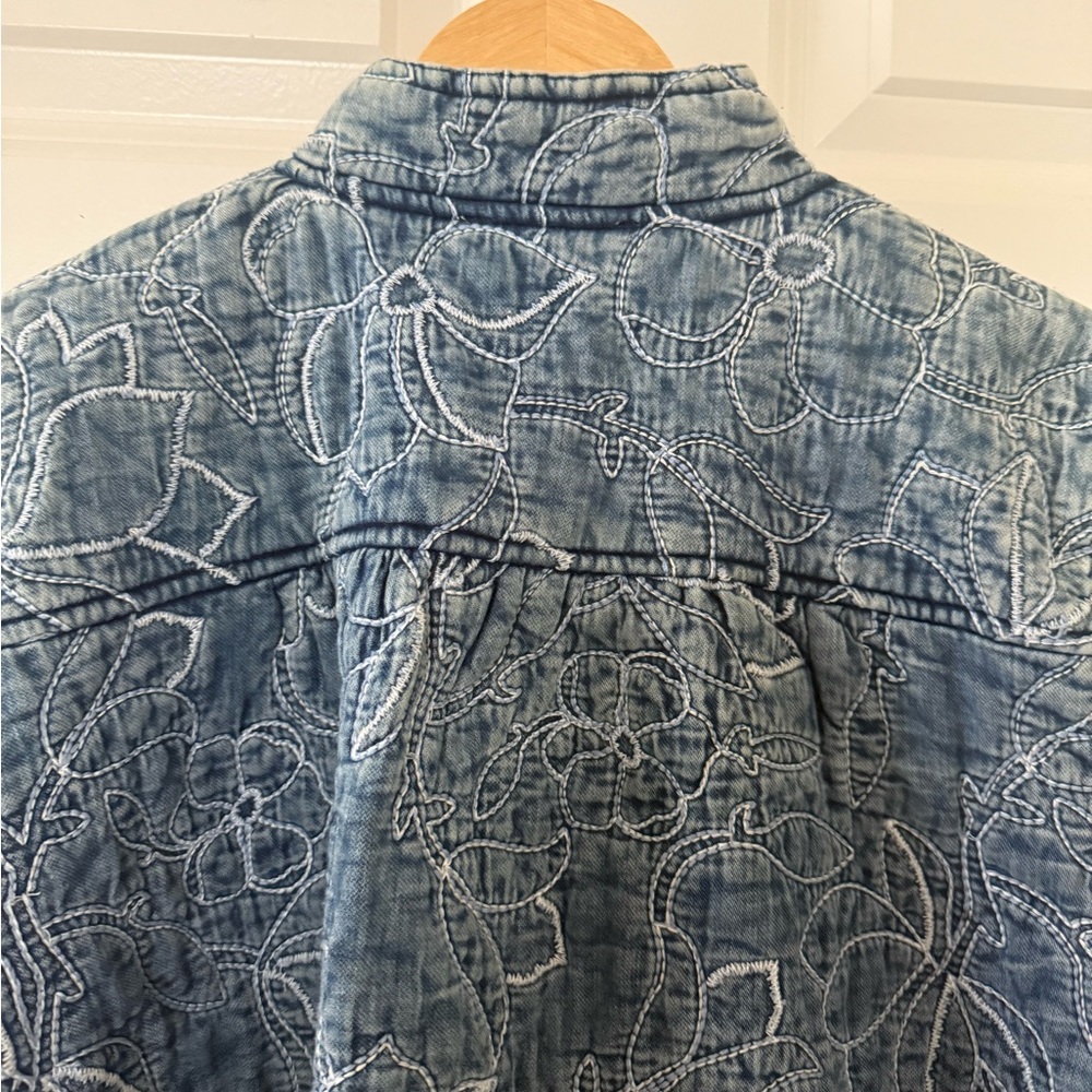 Elan quilted bomber jacket denim blue cotton size M - Picture 12 of 14